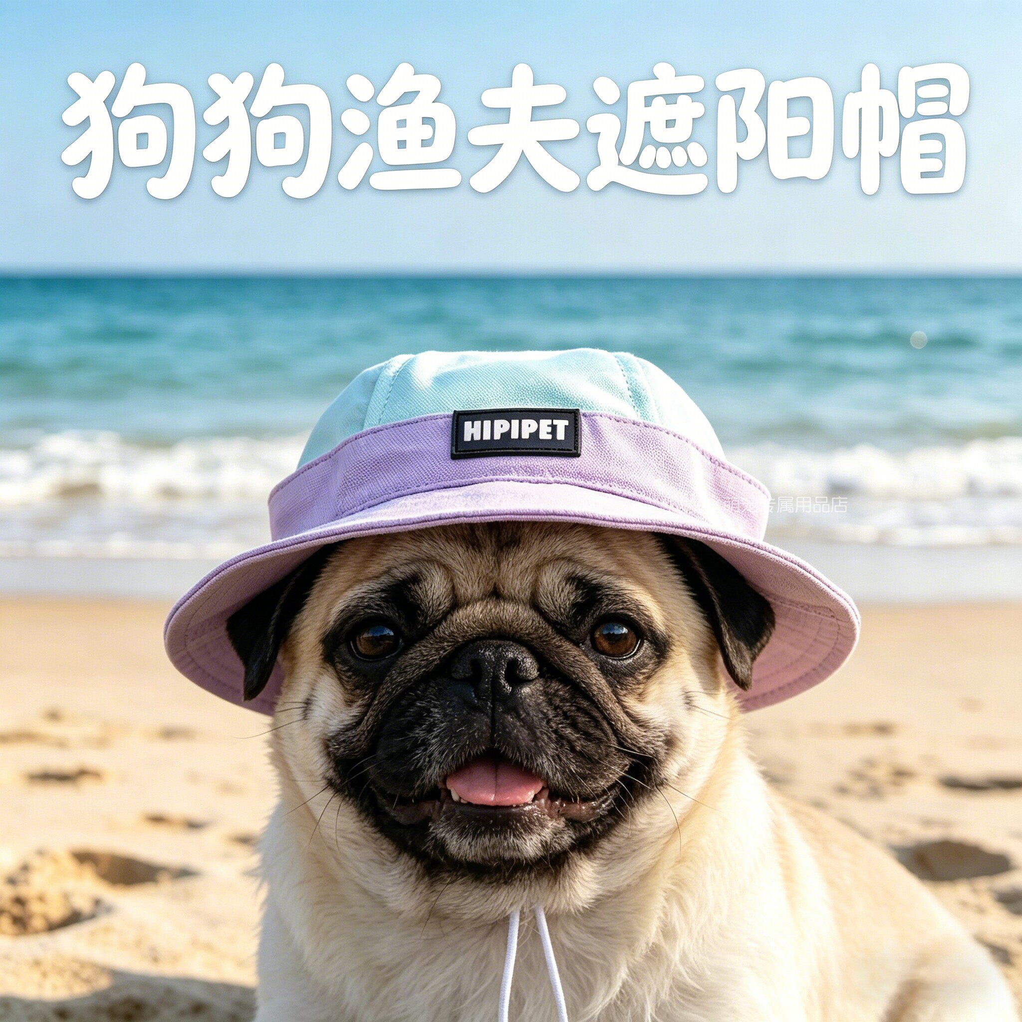 巴哥专用狗狗帽子小狗宠物狗露耳朵遮阳帽小型犬耳朵透气太阳帽夏