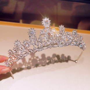 日韩新娘皇冠头饰儿童高级感公主水晶王冠主持人发饰高端大气演出