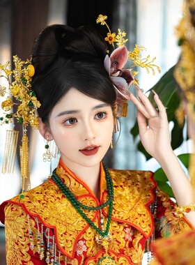 中式复古宫廷龙凤褂汉服发饰