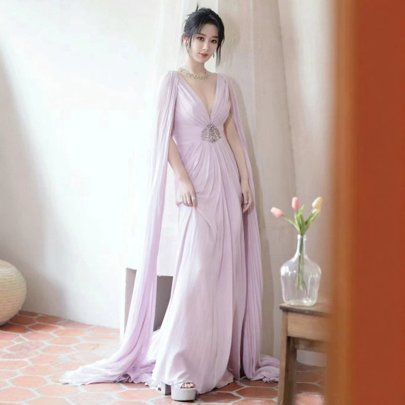 杨紫同款高定晚礼服高端高级感轻奢女生日晚宴会毕业连衣裙成人礼