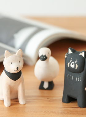 日本T-lab手作原木动物摆件