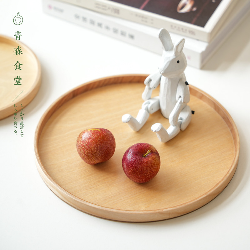 桦木圆形餐盘玄关梳妆台收纳盘