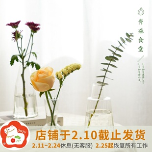 〈青森食堂〉日本进口horn please复古再生玻璃绿枝小花瓶一轮插