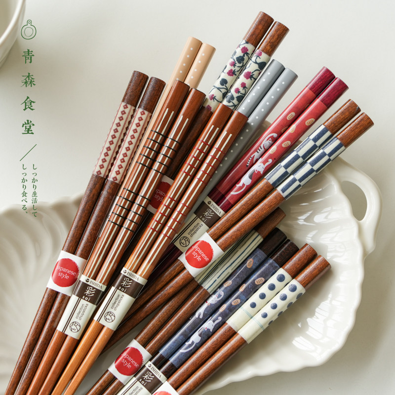 〈青森食堂〉日本制石田实木制和风纹样猫咪防滑尖头筷子家用餐具,餐饮具,筷子,淘宝优惠券,粉丝福利购,淘宝优惠卷