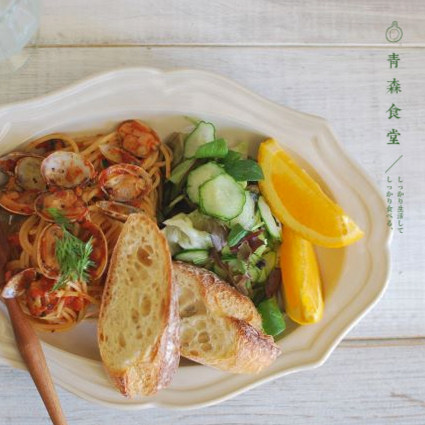 〈青森食堂〉日本制美浓烧复古法式花边陶瓷椭圆碟焗烤盘沙拉餐盘