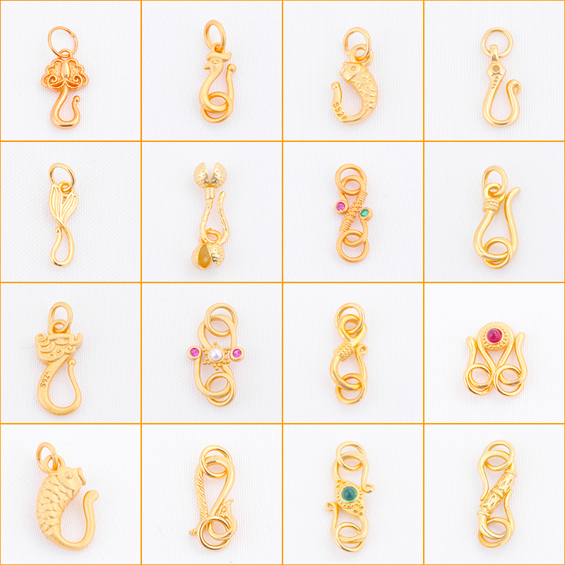 925银珍珠手链扣头配件镀24K金