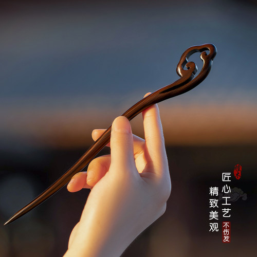 如意檀木发簪古风高级感加长款