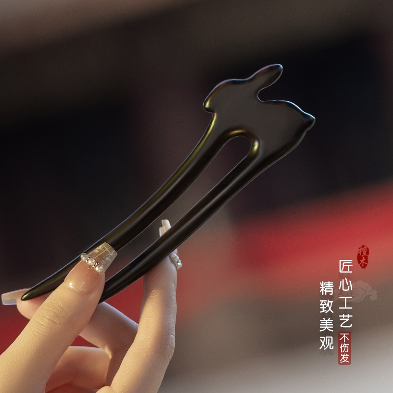 汉服檀木高级感日常盘发簪子木簪