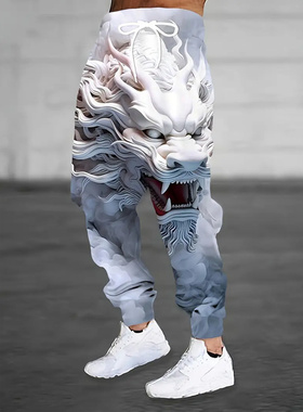 2025春秋热卖款龙图腾3d印花长裤男士潮流时尚休闲裤