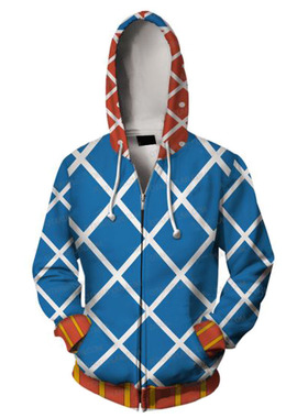 新款JOJO奇妙冒险葛德米斯达3D印花连帽卫衣cosplay动漫周边拉链