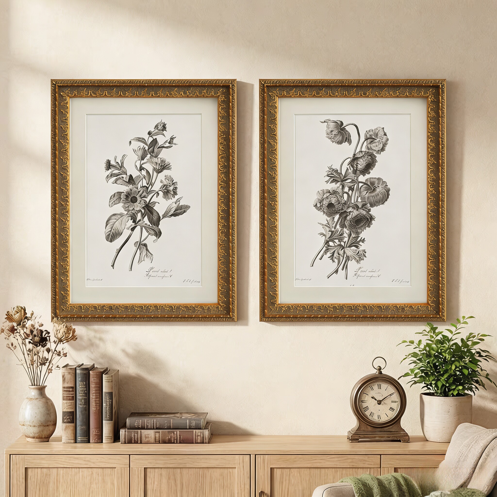 花卉植物法式中国风客厅沙发背景现代装饰画