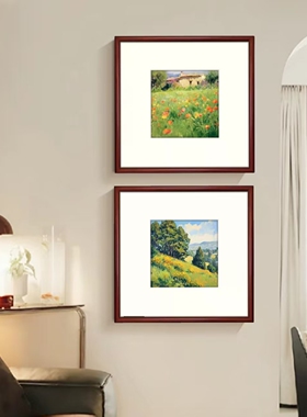 《心栖绿野》轻法式春天绿色花卉客厅装饰画中古风景卧室床头挂画