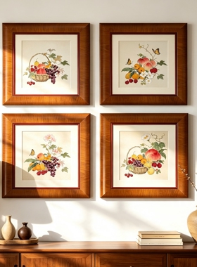 福果中古风客厅装饰画餐厅饭厅墙面好寓意挂画玄关斗柜新中式壁画