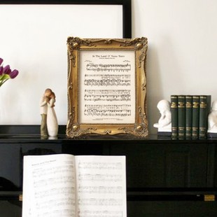 复古钢琴琴谱Van手稿乐谱法式 桌面摆件摆台中古墙面挂画乐谱定制