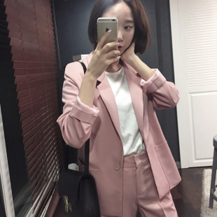 欧洲站小西装女外套春秋韩版宽松显瘦大码长袖西服休闲简约套装潮