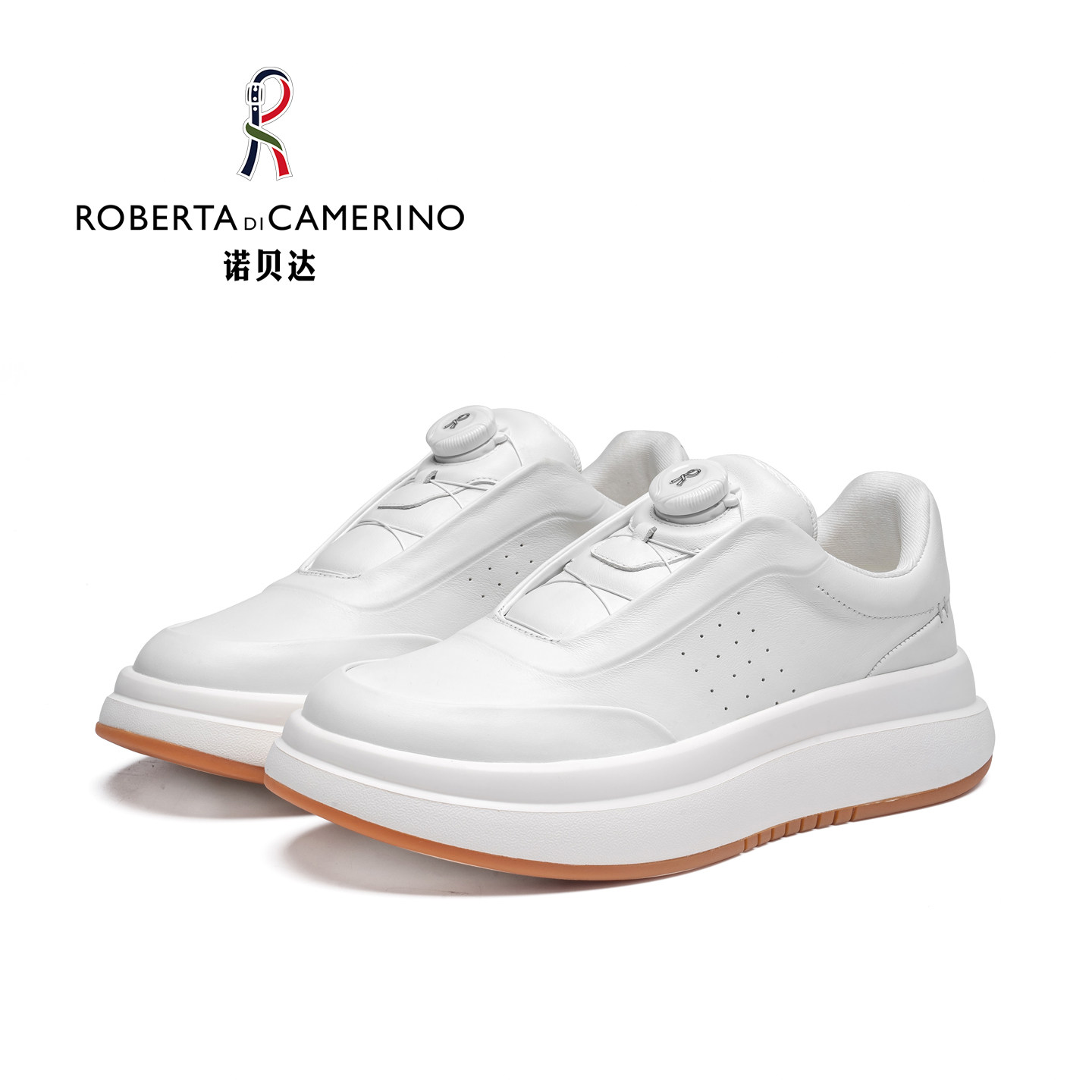 意大利诺贝达男鞋男士休闲板鞋进口头层牛皮旋转扣厚底小白鞋子潮,流行男鞋,时尚休闲鞋,淘宝优惠券,粉丝福利购,淘宝优惠卷