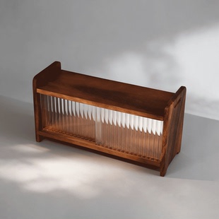 南美胡桃木玻璃陈列柜桌面收纳架多层储物展示柜简约家用书架