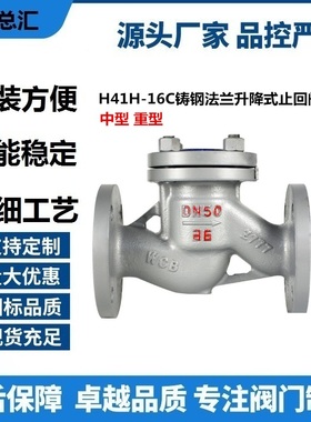 H41H-25C40C64C16C升降式铸钢止回阀逆止单向阀法兰 DN405080 100