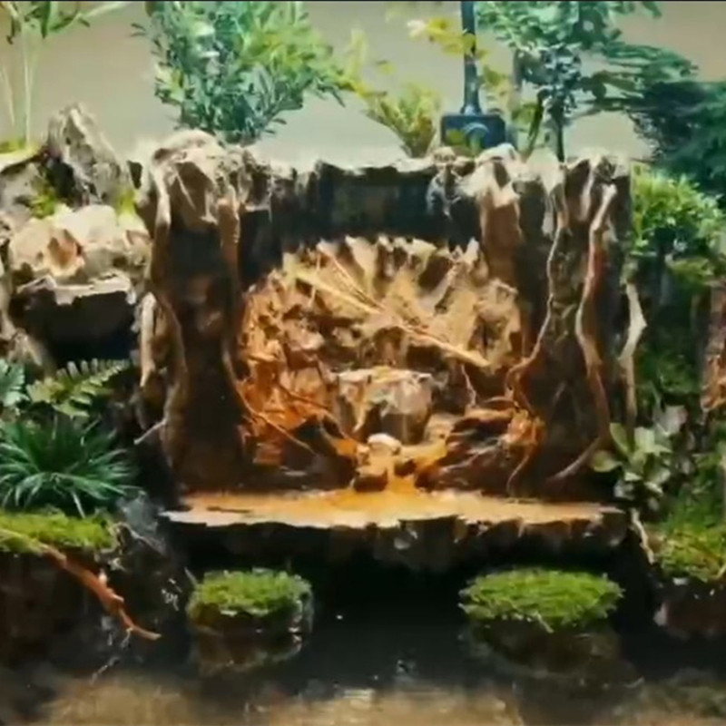 大话西游水帘洞鱼缸造景水路缸造景莫斯景观草缸流沙瀑布水景水草