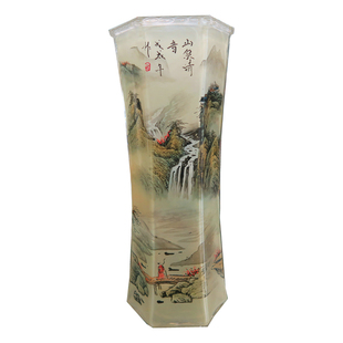 北京翠琦轩 内画山水花瓶 手绘内画六棱花瓶