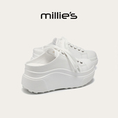 厚底增高小白鞋 妙丽真皮拖鞋 新款 休闲包头拖 女2026春季 MILLIE