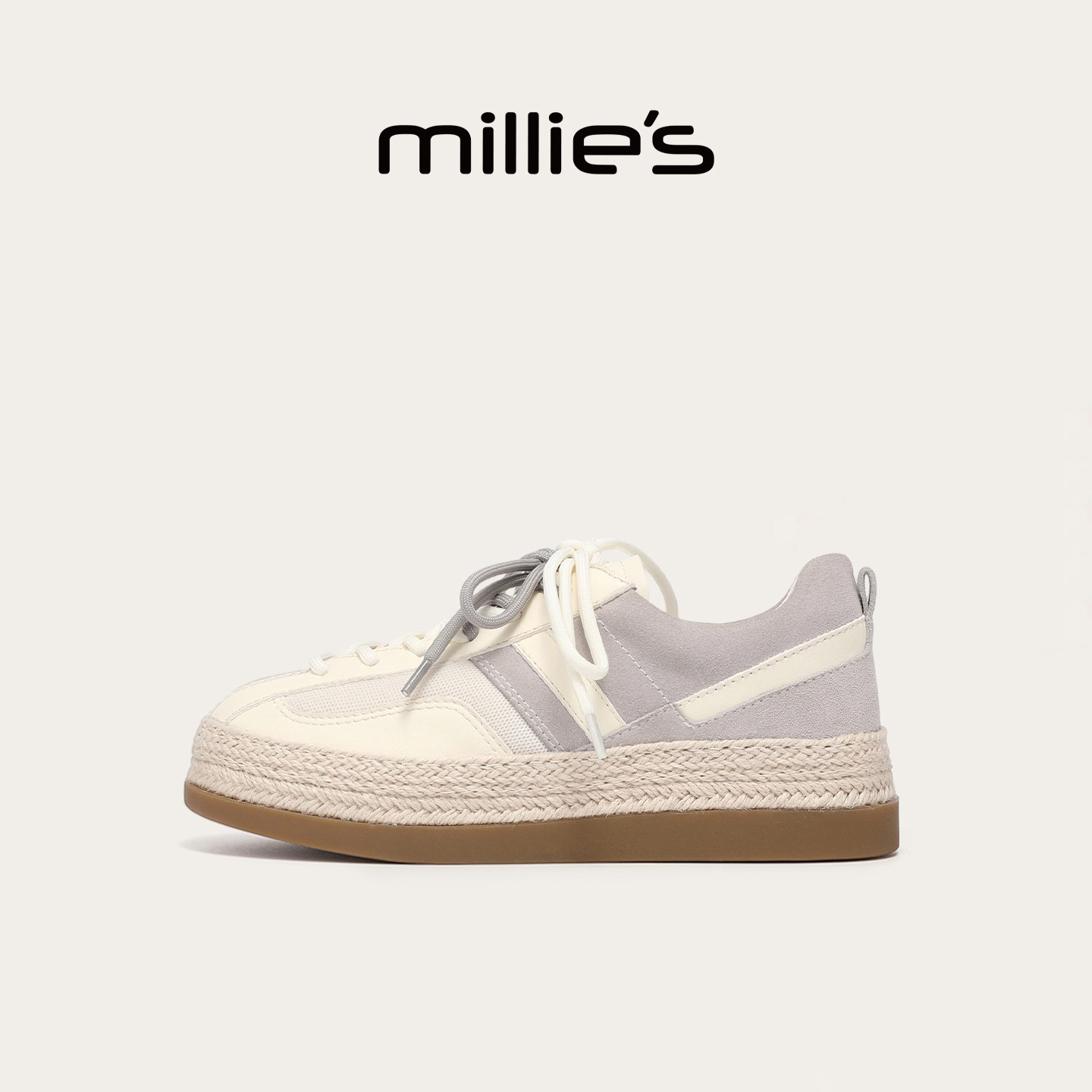 MILLIE'S/妙丽运动休闲鞋女2026新款低帮系带内增高板鞋舒适女鞋,女鞋,时尚休闲鞋,淘宝优惠券,粉丝福利购,淘宝优惠卷