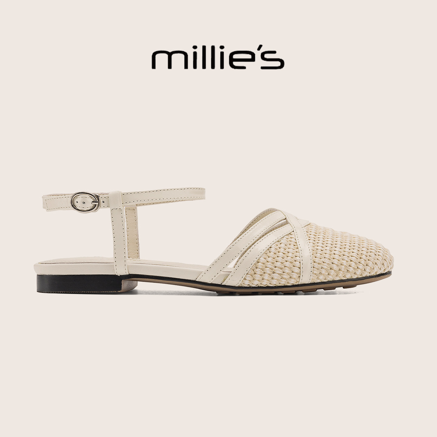 MILLIE'S/妙丽官方旗舰店夏季交叉带低帮编织时装凉鞋厚底不累脚C