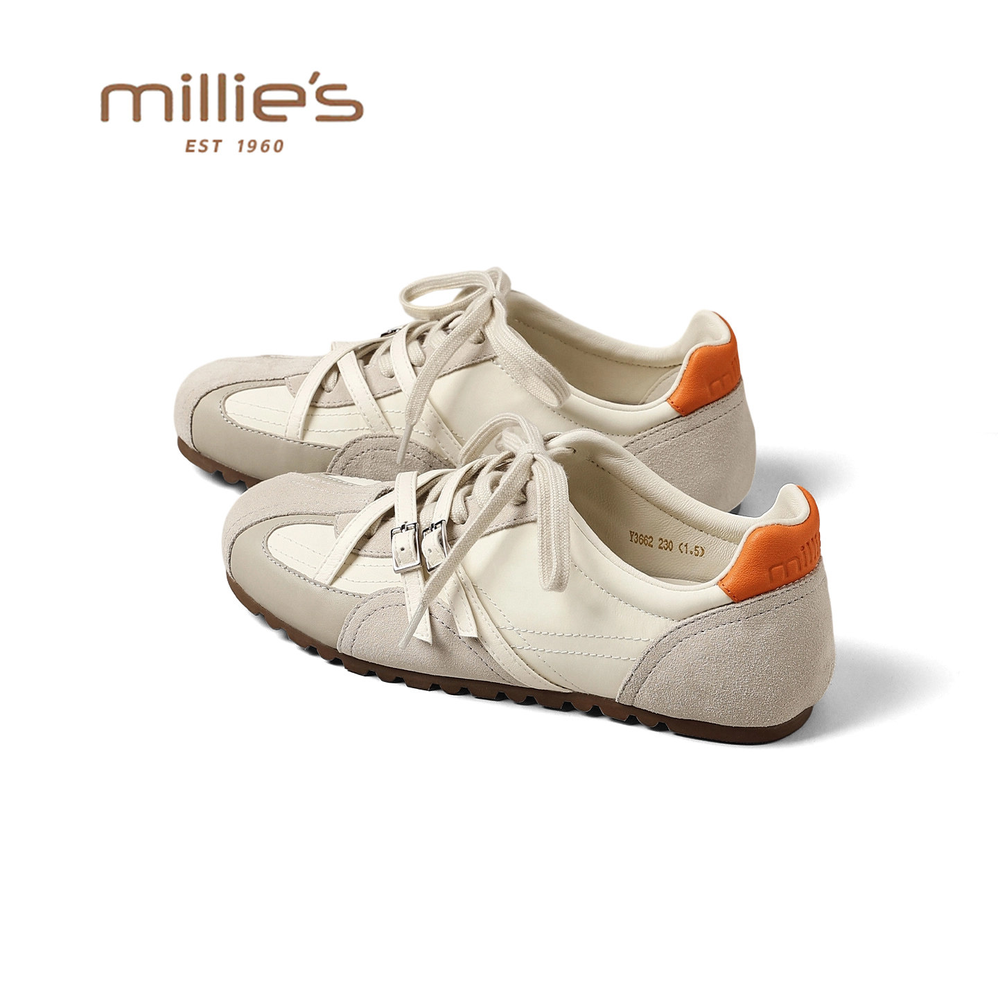 妙丽真皮平底经典阿甘德训鞋女2026春季新款软底不累脚运动休闲鞋