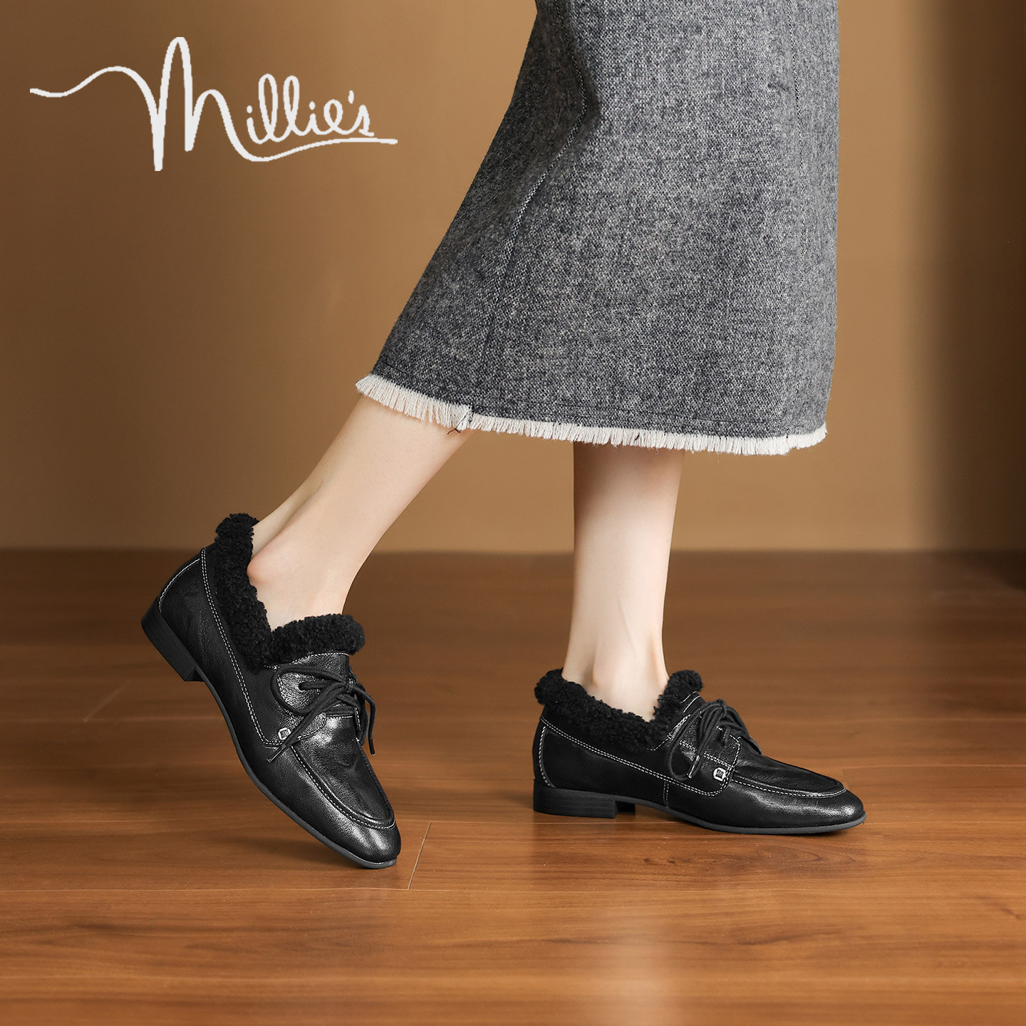 millies妙丽毛毛乐福鞋女2025新款棉鞋女款冬季加绒一脚蹬小皮鞋,女鞋,乐福鞋（豆豆鞋）,淘宝优惠券,粉丝福利购,淘宝优惠卷