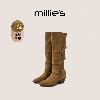 妙丽官方旗舰加绒骑士靴