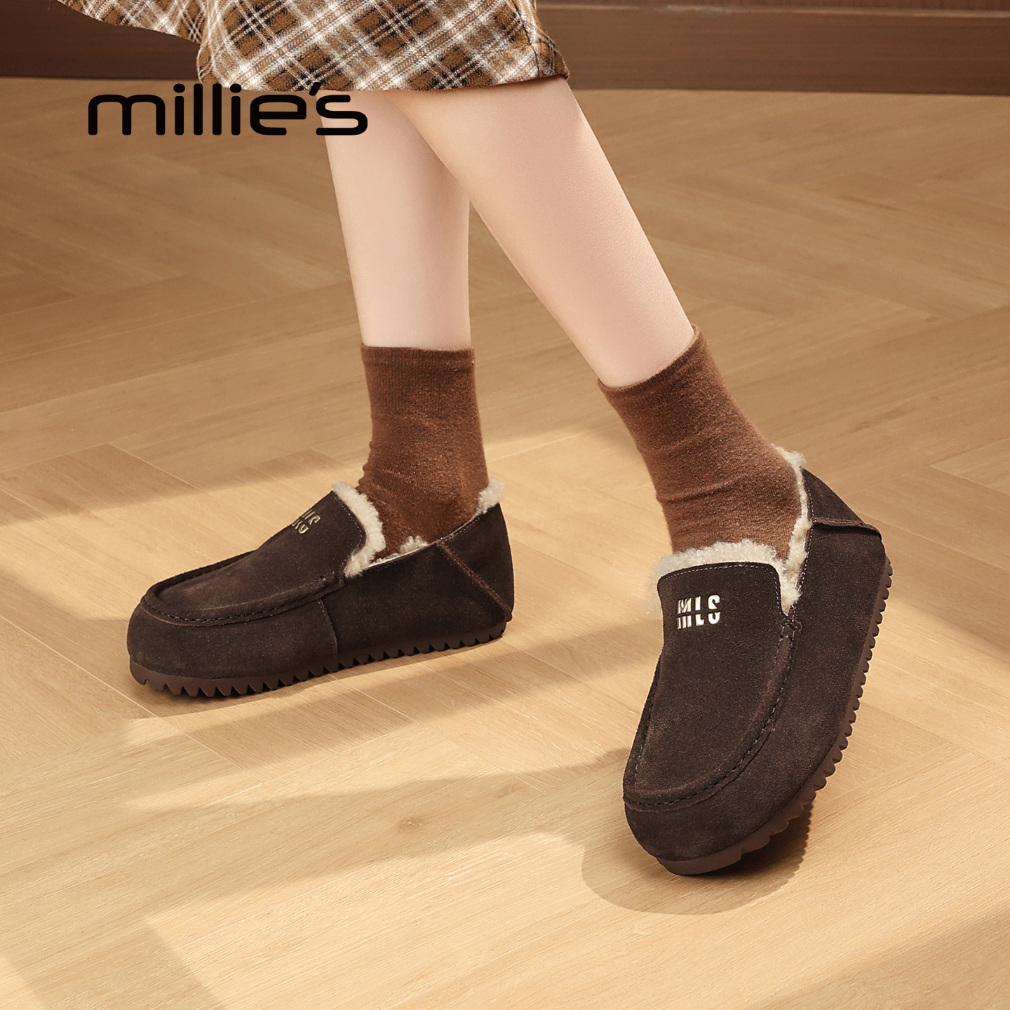妙丽官方旗舰加绒乐福鞋