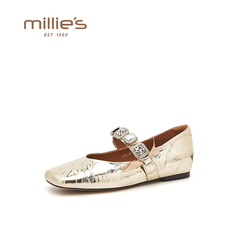 MILLIE'S/妙丽仙女风芭蕾舞鞋金色玛丽珍单鞋女春季新款法式气质,女鞋,时尚芭蕾鞋,淘宝优惠券,粉丝福利购,淘宝优惠卷