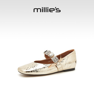金色玛丽珍单鞋 妙丽仙女风芭蕾舞鞋 女春季 新款 气质 MILLIE 法式