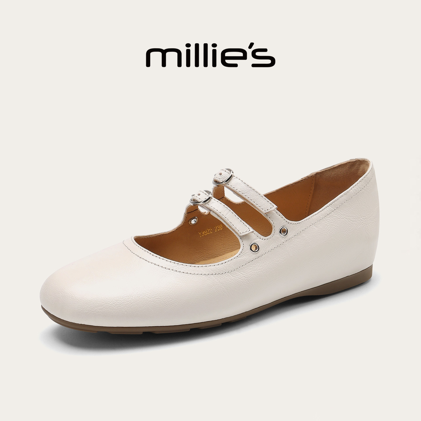 MILLIE'S/妙丽浅口单鞋女2026新款时尚真皮玛丽珍鞋易穿脱小皮鞋