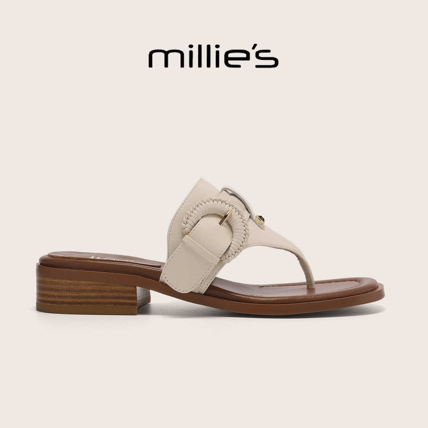MILLIE'S/妙丽官方旗舰店金属扣人字拖女夏季外穿度假时尚凉拖鞋C