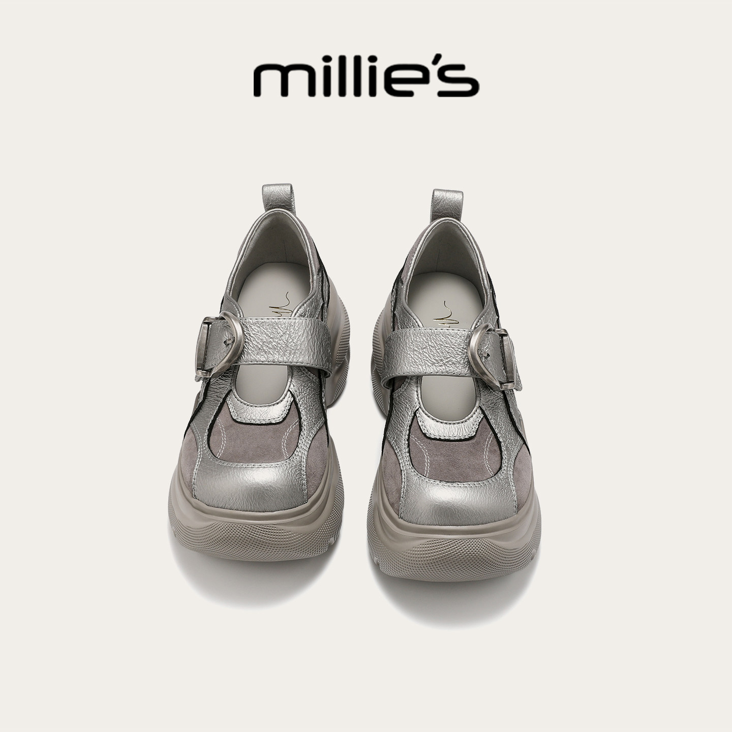 MILLIE'S/妙丽浅口单鞋女2026新款厚底玛丽珍鞋春季真皮休闲女鞋,女鞋,玛丽珍鞋,淘宝优惠券,粉丝福利购,淘宝优惠卷