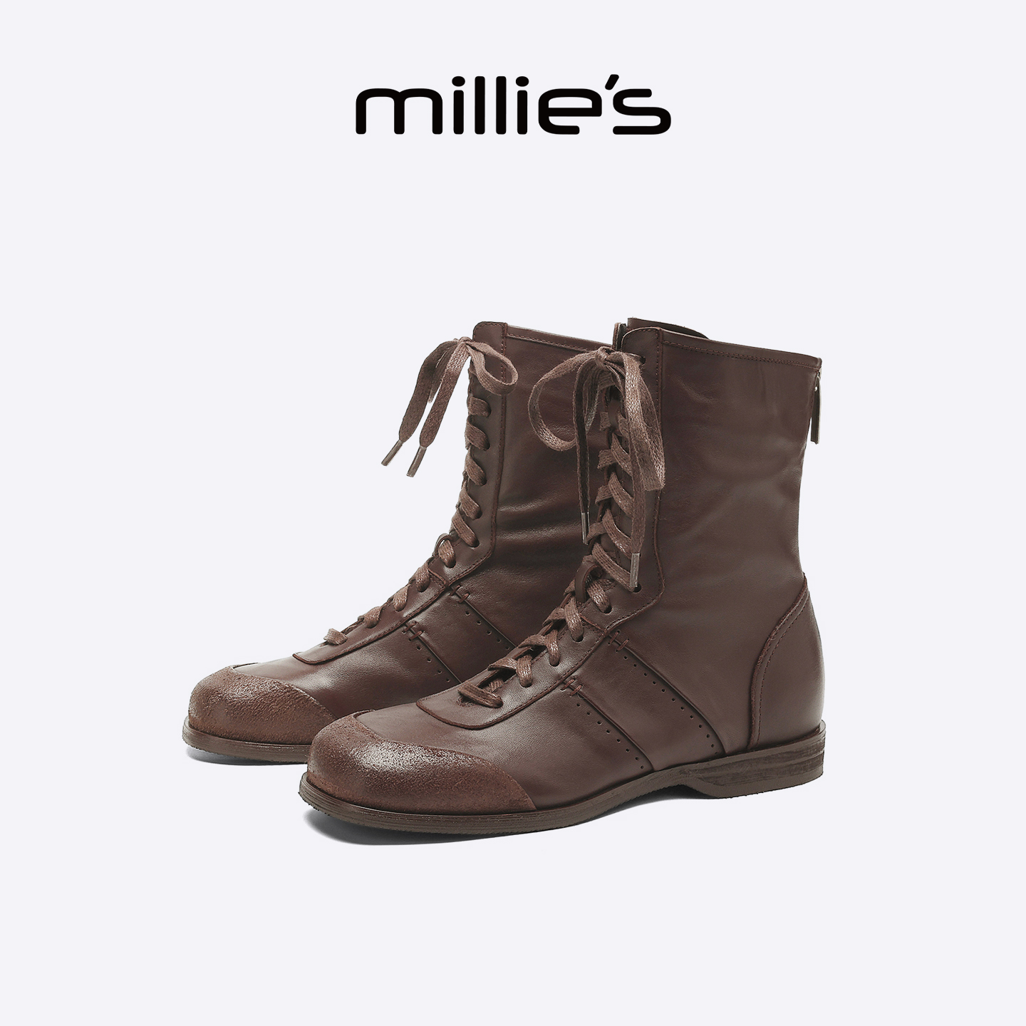 MILLIE'S/妙丽女鞋秋冬新款加绒短靴显瘦时尚瘦瘦靴内增高靴子女