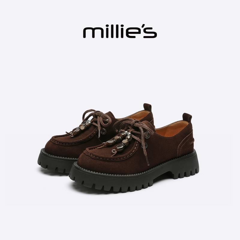 妙丽真皮通勤单鞋时尚乐福鞋