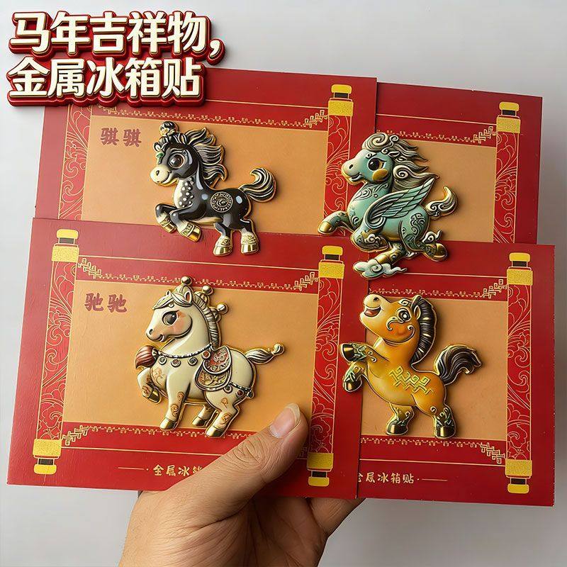【马年吉祥物金属冰箱贴】2026新款磁吸贴马年文创纪念收藏品装饰