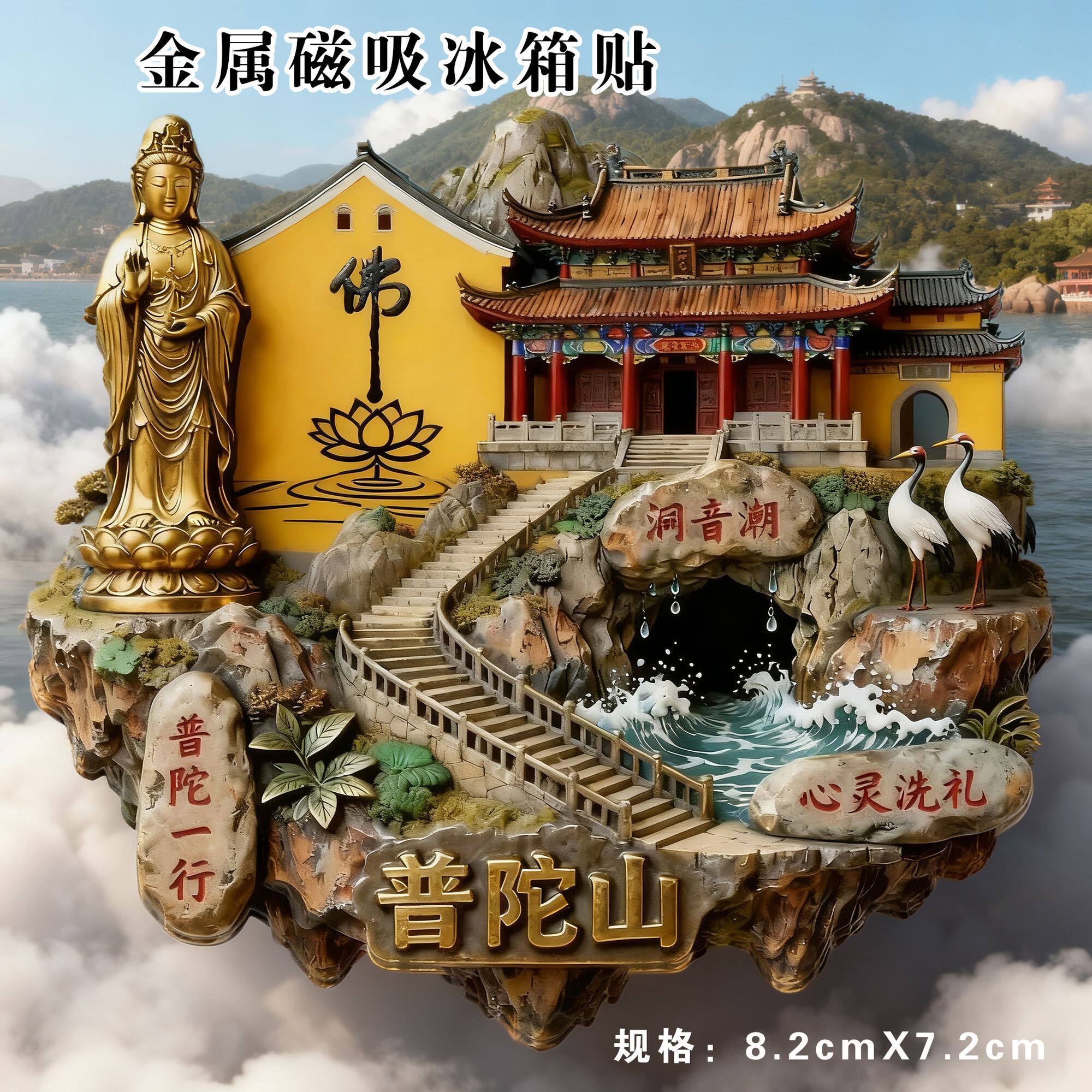 【普陀山】金属磁吸冰箱贴