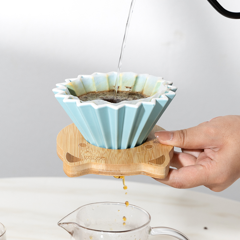 koonan滤杯托手冲咖啡滤杯木托竹托 v60过滤杯折纸滤杯咖啡过滤器