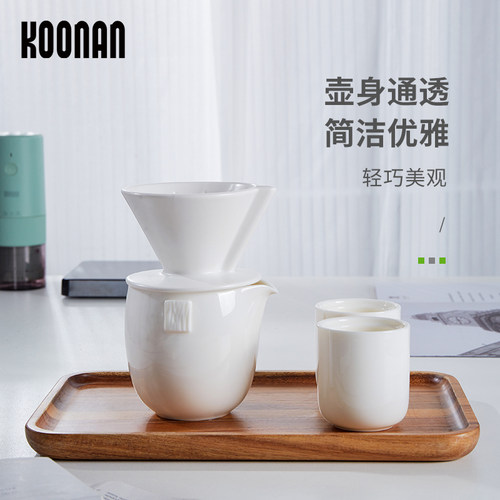羊脂玉白瓷咖啡分享壶koonan