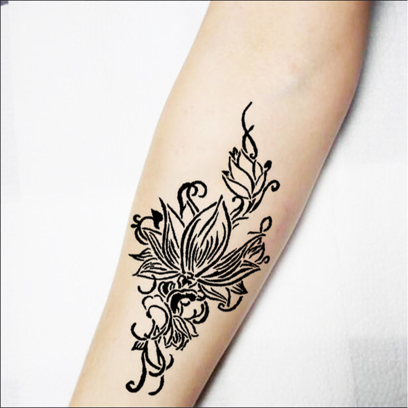 半臂花朵荷花纹身模板纹身膏果汁喷绘纹绣通用镂空加厚可重复用