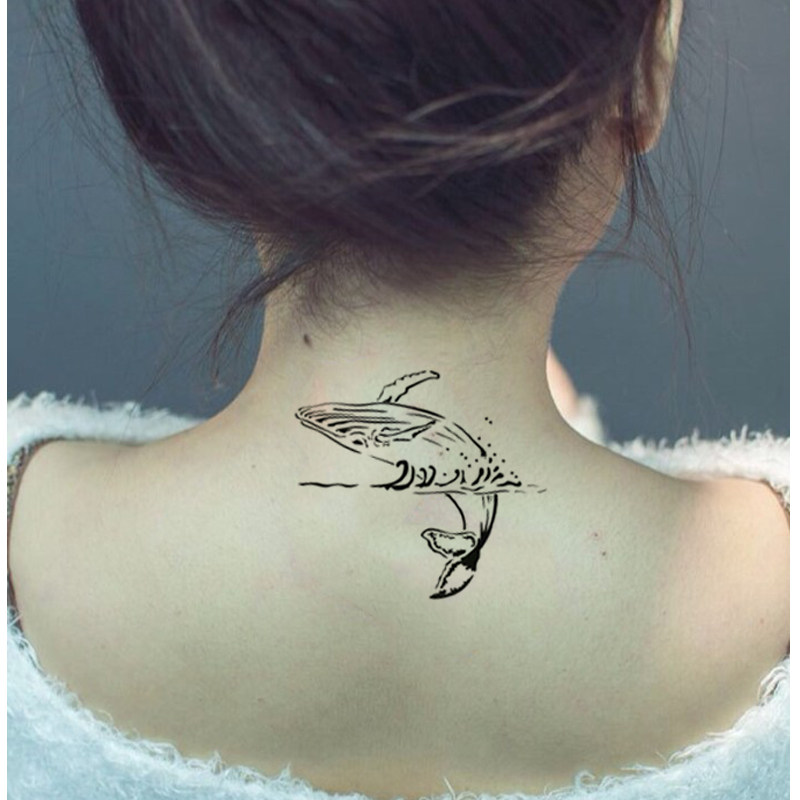 出水鲸鱼纹身模板加厚可重复用海娜膏纹身果汁纹绣喷绘通用镂空板