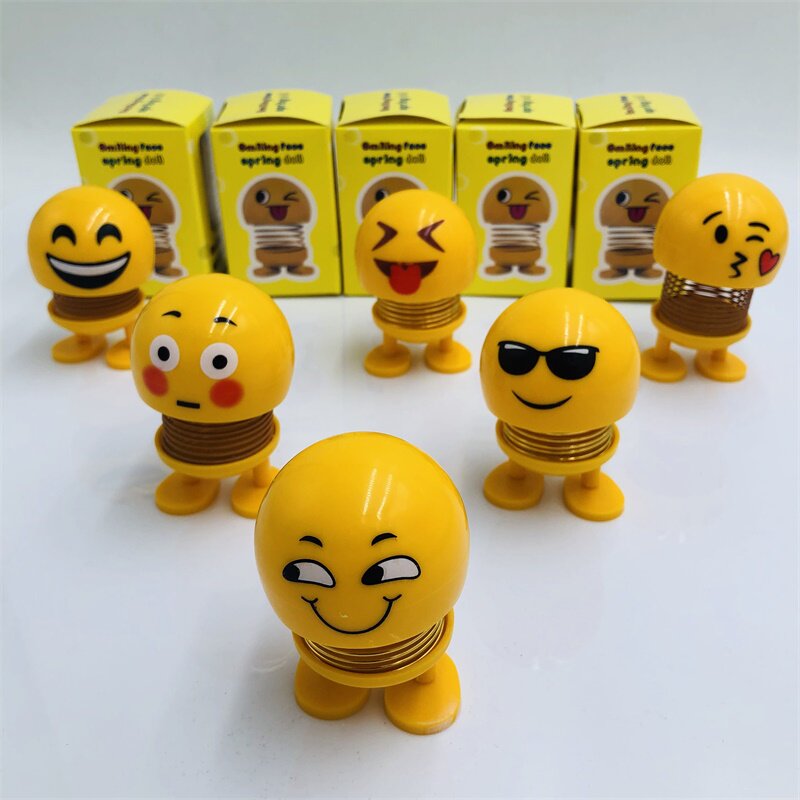 摇头表情包公仔 弹跳人车载摇头娃娃 弹簧娃娃萌表情包抖音同款热