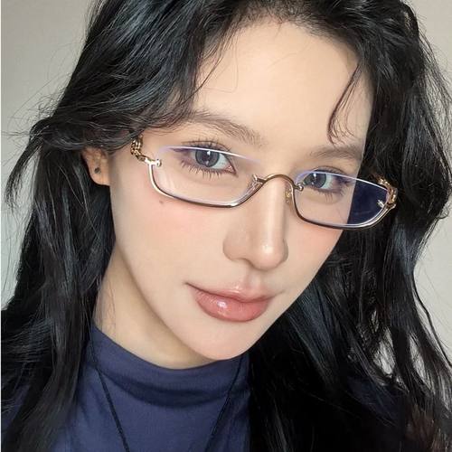 轻奢老钱风半框眼镜女款高智感方款近视眼镜架太阳镜墨镜眼镜框潮