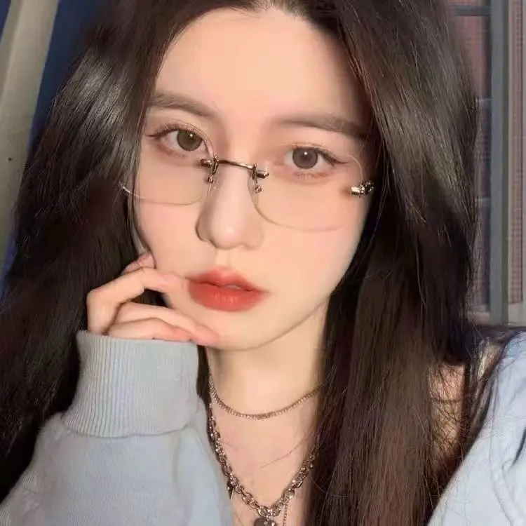 狂飙高启兰高启盛同款无边框眼镜女近视韩版超轻防辐射网红平光镜