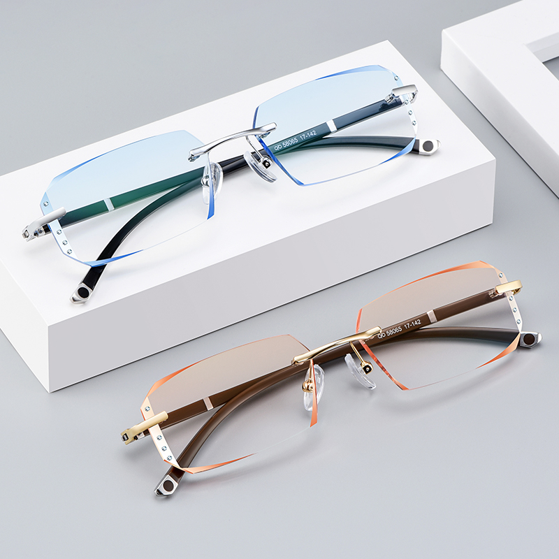 变色无框近视眼镜男防蓝光辐射舒适眼镜框可配度数加散光眼睛女潮