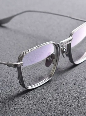 日系复古超轻纯钛特色银边男款眼镜框大脸男超大近视复刻磨砂异形