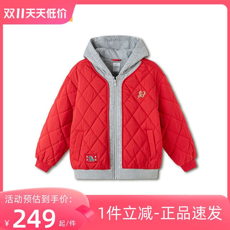 【balaOne】巴拉巴拉童装儿童外套男女童2025年新款春装棉服拼接